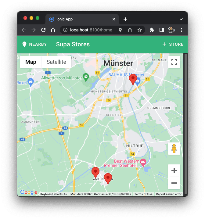 Ionic map with marker