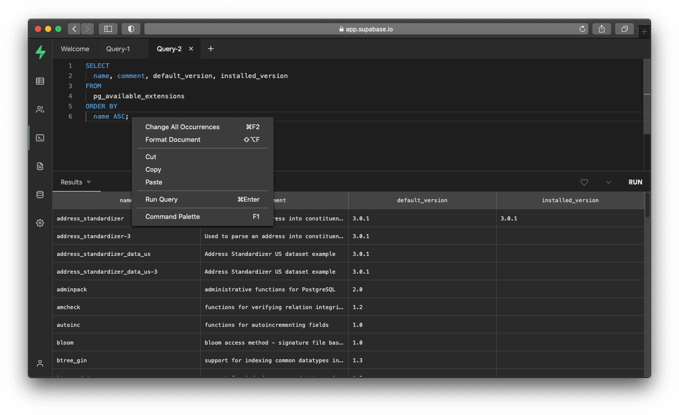 This image shows our improved SQL Editor